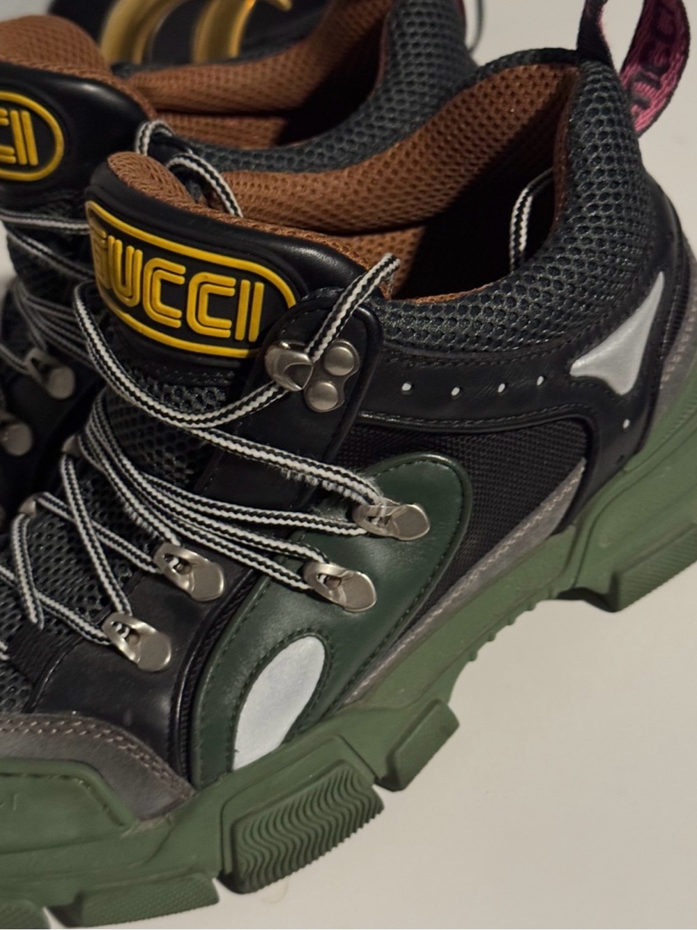 Gucci Green, Black & Brown Chunky Sneakers